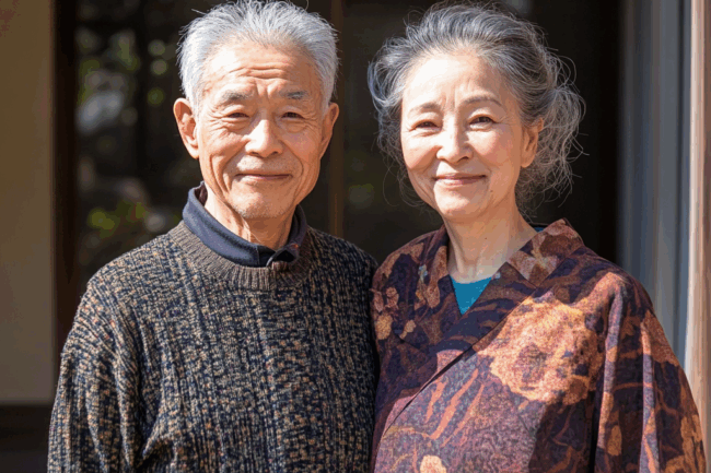 u8922936522_Elderly_Japanese_couple_standing_happily_in_front_8dc496e9-6b16-4950-94ca-bb61d6e60bee_2
