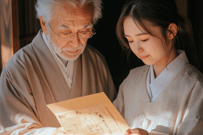 u8922936522_Japanese_elderly_man_handing_an_envelope_to_a_you_e9152198-784e-4fa7-81ca-2aa42c678952_0