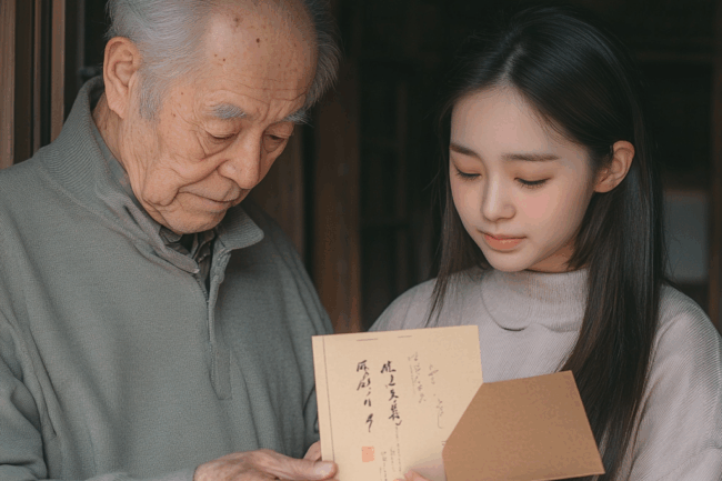 u8922936522_Japanese_elderly_man_handing_an_envelope_to_a_you_e9152198-784e-4fa7-81ca-2aa42c678952_2