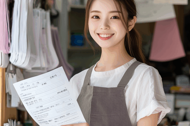 u8922936522_Japanese_female_shop_owner_holding_a_simplified_i_52ef3552-cbe3-41bf-a440-3859d2b7dd59_0