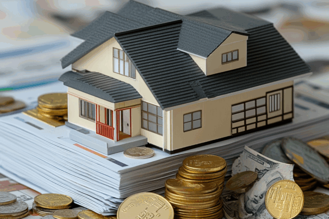 u8922936522_Japanese_house_placed_on_a_stack_of_tax_documents_5c2ea6d7-9420-4e81-94f5-9af1bb59da47_3