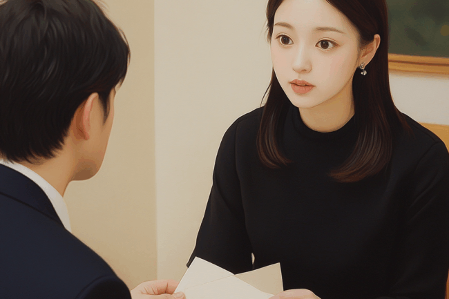 死亡保険金を受け取る女性 (2)