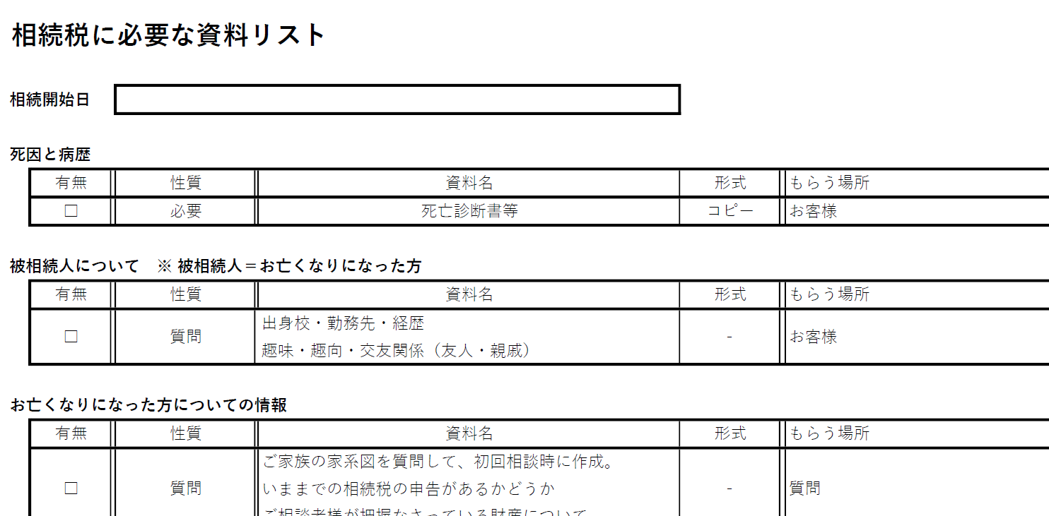 相続リスト